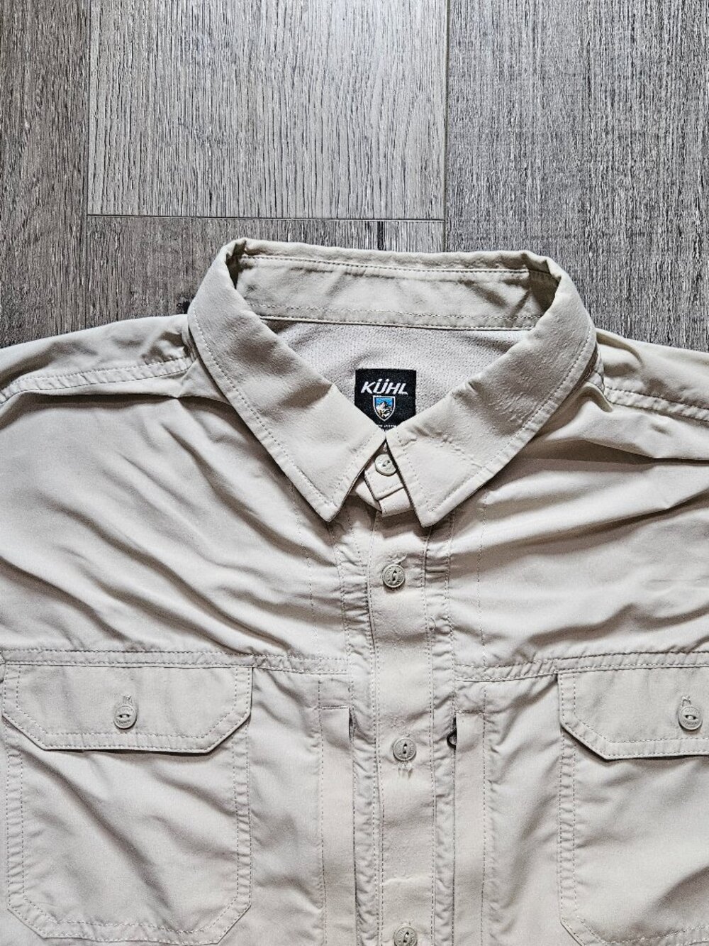 Kuhl Airspeed Mens 2XL Tan Long Sleeve Hiking Button Up Shirt Mesh Vent 7191 - Picture 3 of 15